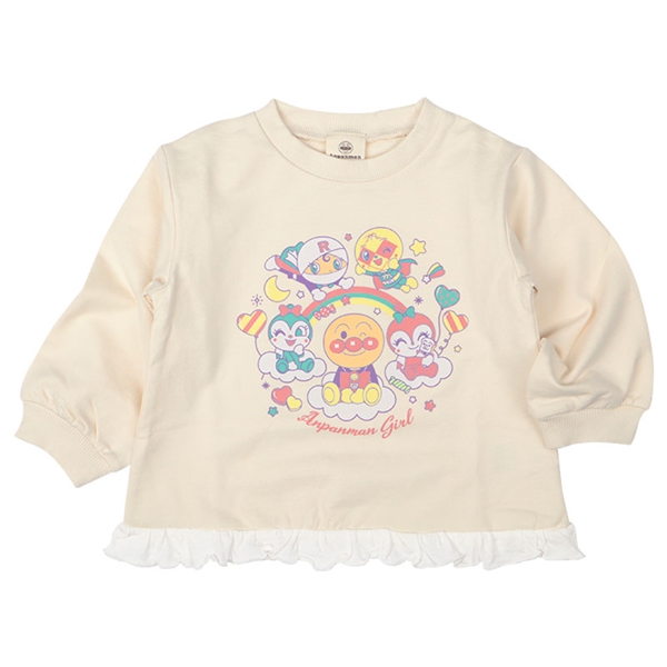 [キッズ]集合柄スウェットシャツ　アンパンマン　アイボリー アイボリー 100cm