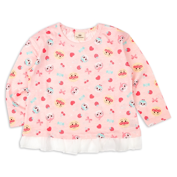 [キッズ]裾フリル長袖Ｔシャツ　アンパンマン　ピンク ピンク 100cm