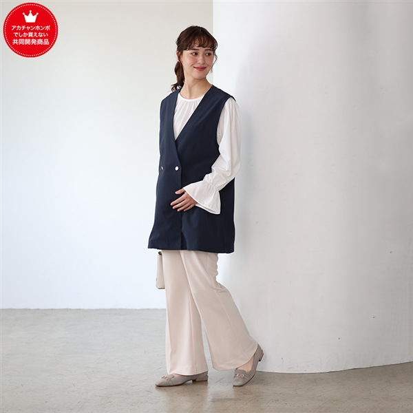 キャンディスリーブジレセット　ネイビー ネイビー L