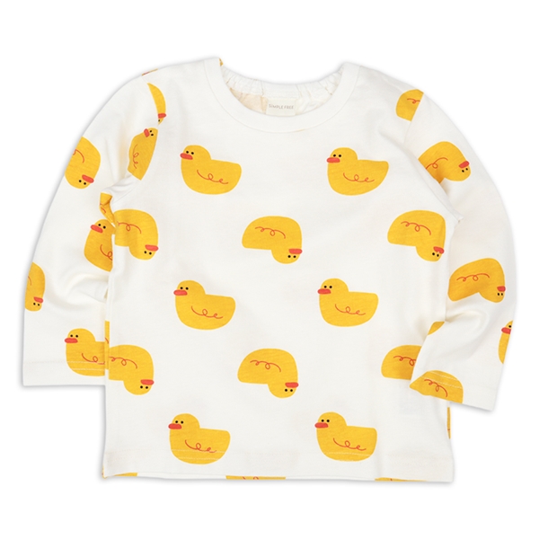 [ベビー]長袖　Ｔシャツ　総柄　イエロー イエロー 70cm