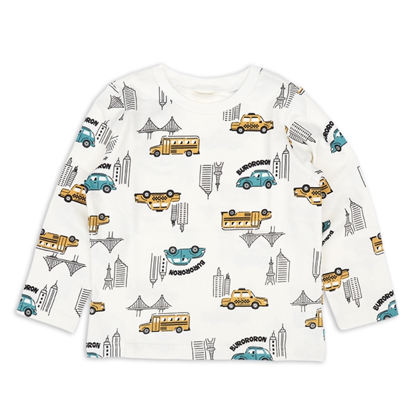 [キッズ]長袖　Ｔシャツ　総柄　ブルー ブルー 100cm