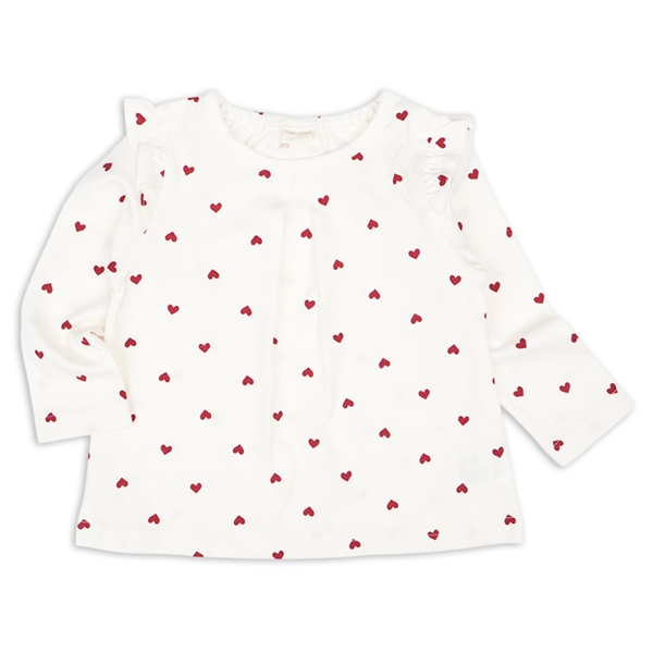 [ベビー]長袖　Ｔシャツ　総柄　レッド レッド 70cm