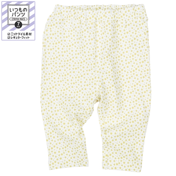 [ベビー]いつものパンツ　７分丈　ニットツイル　柄　イエロー イエロー 70cm
