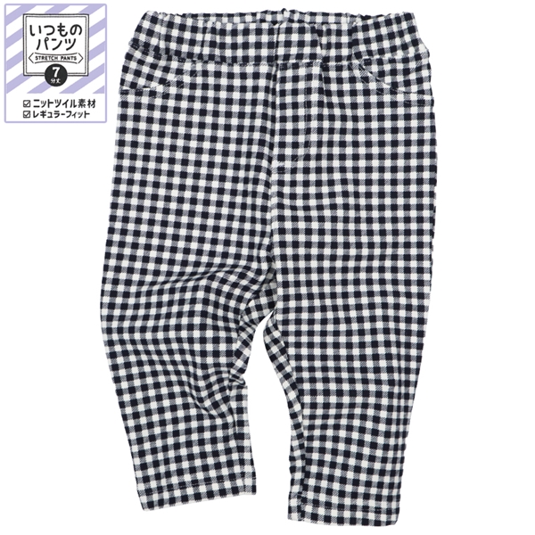 [ベビー]いつものパンツ　７分丈　ニットツイル　柄　ネイビー ネイビー 70cm