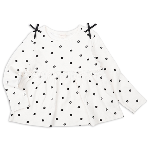 [キッズ]長袖　チュニック　総柄　オフホワイト オフホワイト 100cm