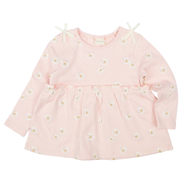[ベビー]長袖　チュニック　総柄　ピンク ピンク 70cm
