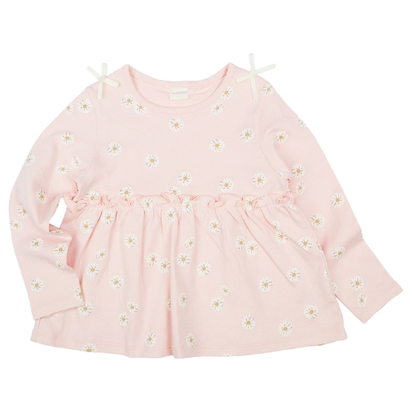 [キッズ]長袖　チュニック　総柄　ピンク ピンク 100cm