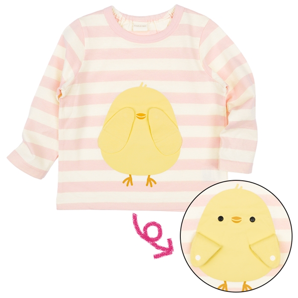 [ベビー]長袖　Ｔシャツ　きになるフェイス　ピンク ピンク 80cm