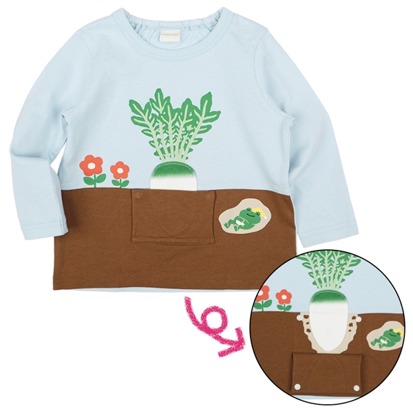 [ベビー]長袖　Ｔシャツ　きになるやさい　サックス サックス 80cm