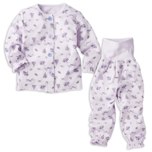 [キッズ]お着替え応援　長袖パジャマ　前開き　お城　パープル パープル 100cm