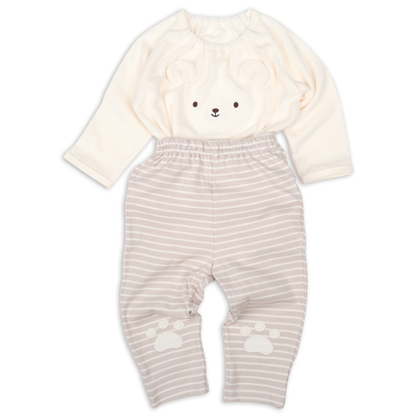 [ベビー]はじめての　長袖パジャマ　ロンパース　シロクマ アイボリー 70cm