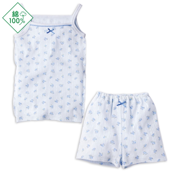 [キッズ]セットアップインナー　キャミソール　小花　サックス サックス 100cm