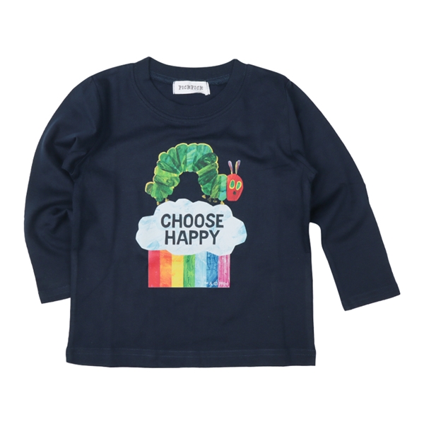 [ベビー]長袖Ｔシャツ　はらぺこあおむし ネイビー ネイビー 90cm