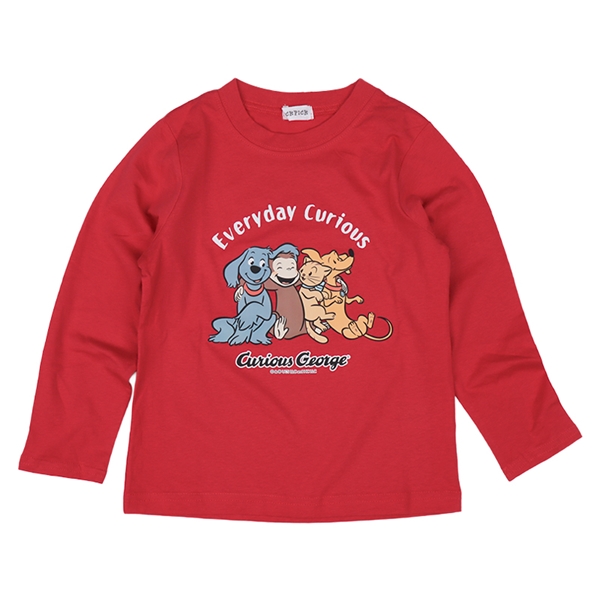 [キッズ]長袖Ｔシャツ　おさるのジョージ レッド レッド 100cm