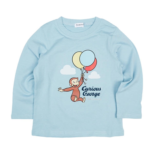 [キッズ]長袖Ｔシャツ　おさるのジョージ サックス サックス 100cm