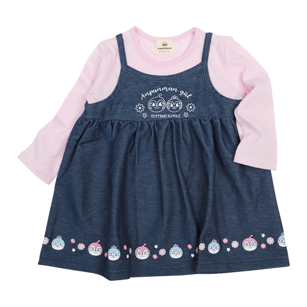 [キッズ]キャミフェイクワンピース　アンパンマン ネイビー 100cm