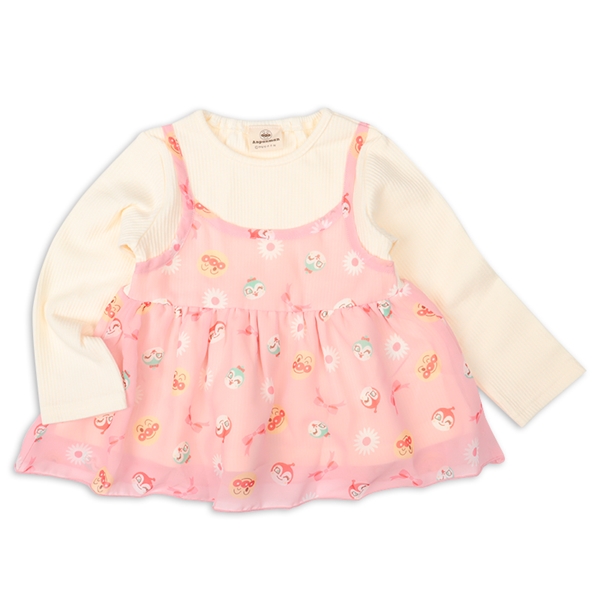 [ベビー]キャミフェイク長袖Ｔシャツ　アンパンマン　ピンク ピンク 80cm