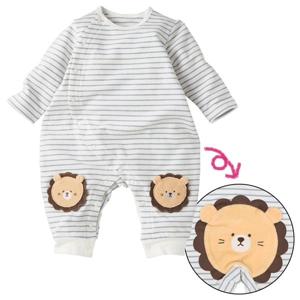 はいはい応援　長袖プレオール　おしりモチーフパイル　サックス サックス 60cm