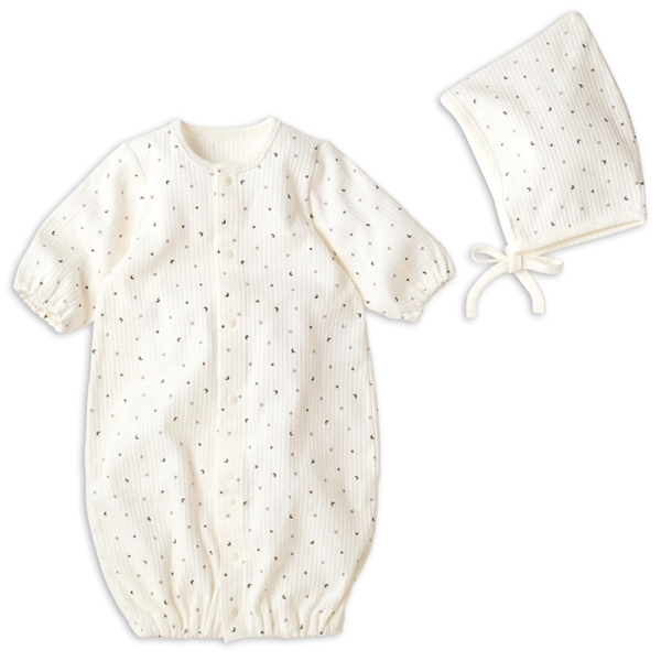 長袖ドレスオール　ボンネット付　グレー グレー 50~60cm