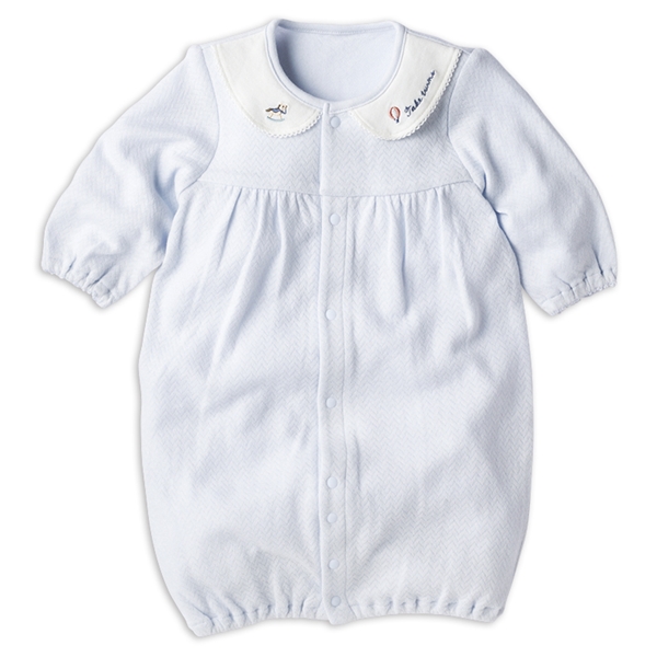 長袖ドレスオール　ふんわりやわらか　サックス サックス 50~70cm