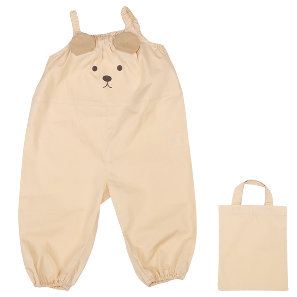 袖なし砂場着　クマ　はっ水加工　ベージュ ベージュ 80~90cm