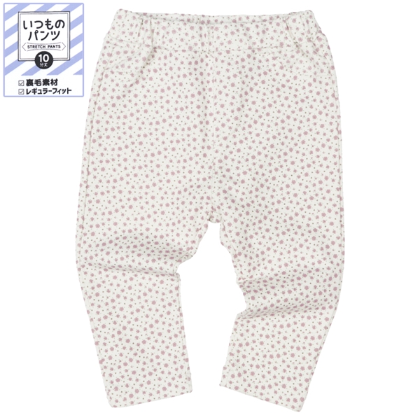 [ベビー]いつものパンツ10分丈  裏毛　レギュラー　柄 ピンク ピンク 70cm
