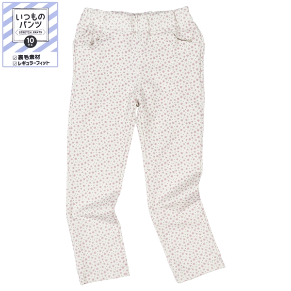 [キッズ]いつものパンツ10分丈  裏毛　レギュラー　柄 ピンク ピンク 100cm