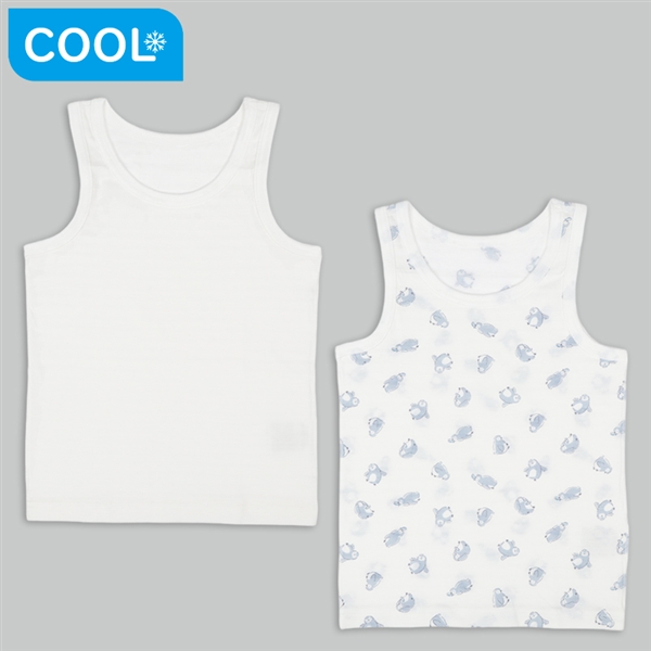 [ベビー]ひんやり綿１００％　タンクトップ２枚組　ペンギン オフホワイト 80cm
