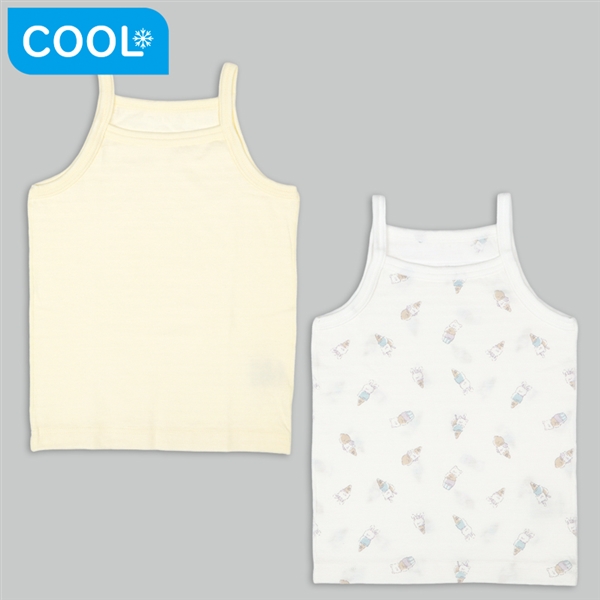 [ベビー]ひんやり綿１００％　キャミソール２枚組　アイス イエロー 80cm