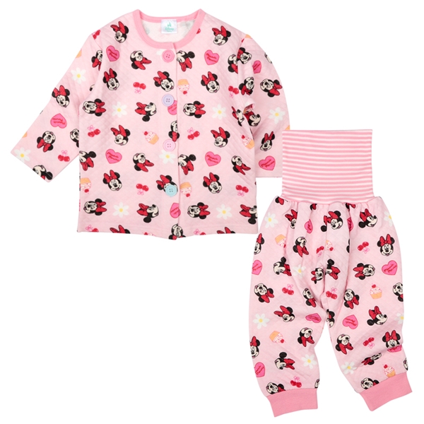 [キッズ]ダイヤキルト前開き腹巻付きパジャマ　ミニー　ピンク ピンク 100cm