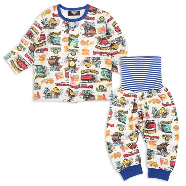 [キッズ]ダイヤキルト前開き腹巻付きパジャマ　カーズ　ブルー ブルー 100cm