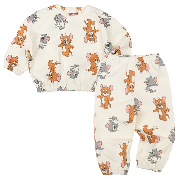 [キッズ]ミニ裏毛ルームウェアパジャマ　トム＆ジェリー　オフホワイト オフホワイト 100cm