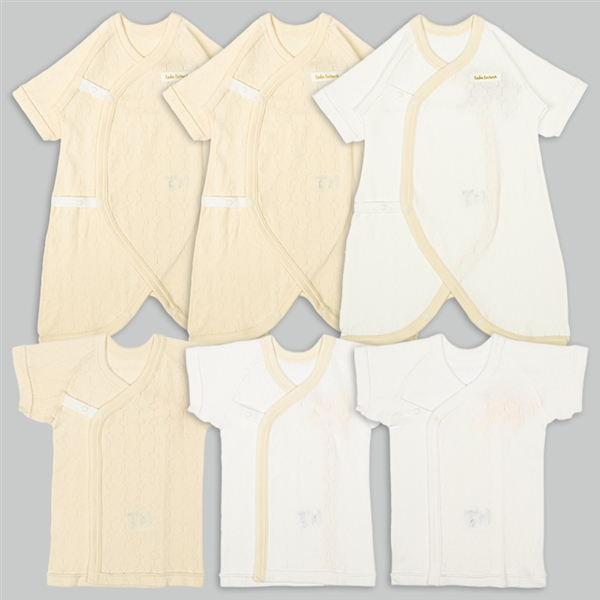 新生児肌着６点スナップ半袖・七分袖　メリー ベージュ 50~60cm