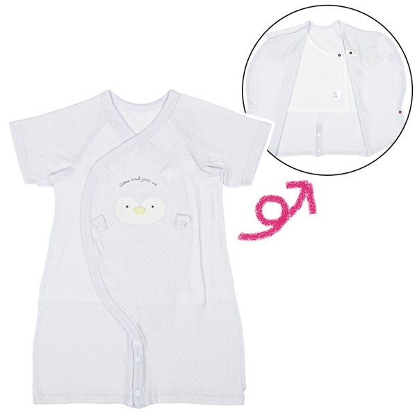 半袖　ドレスオール　肌着付　サックス サックス 50~60cm