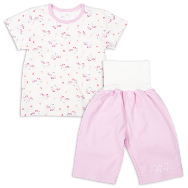 [キッズ]半袖パジャマ　腹巻付　ユニコーン　パープル パープル 100cm