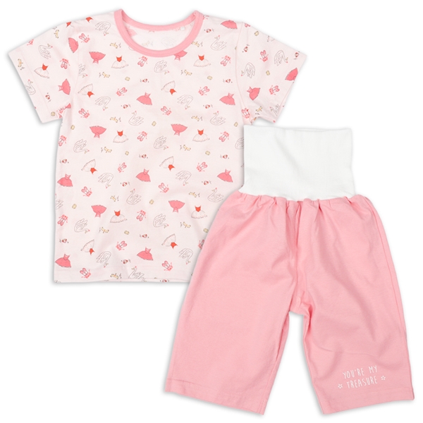 [キッズ]半袖パジャマ　腹巻付　ゆめかわ　ピンク ピンク 100cm