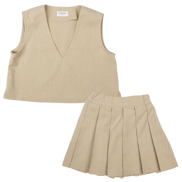 [ベビー]ベスト＋スカート２点セット　ベージュ ベージュ 80cm