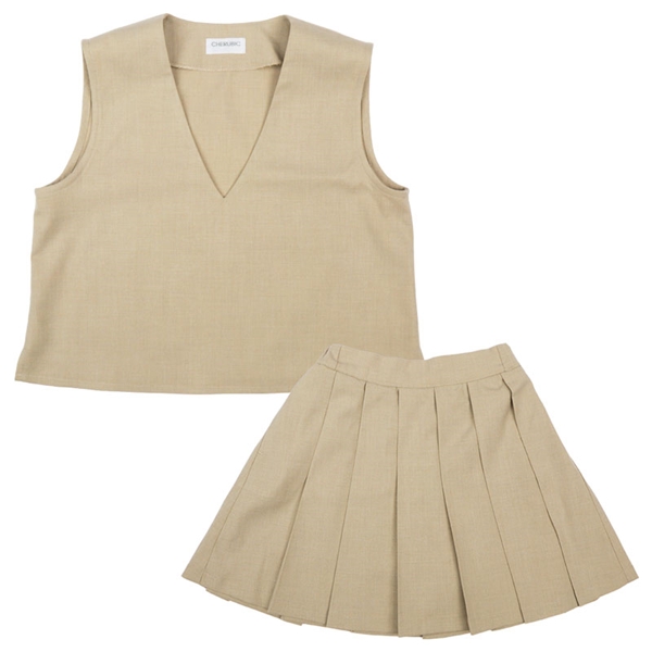 [キッズ]ベスト＋スカート２点セット　ベージュ ベージュ 100cm