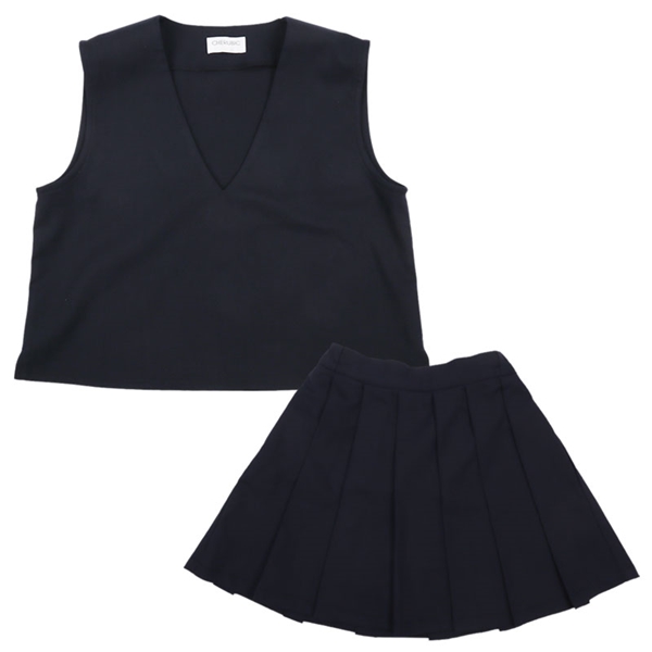 [キッズ]ベスト＋スカート２点セット　ネイビー ネイビー 100cm
