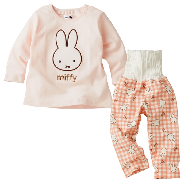[ベビー]長袖パジャマ　ミッフィー　ピンク ピンク 80cm