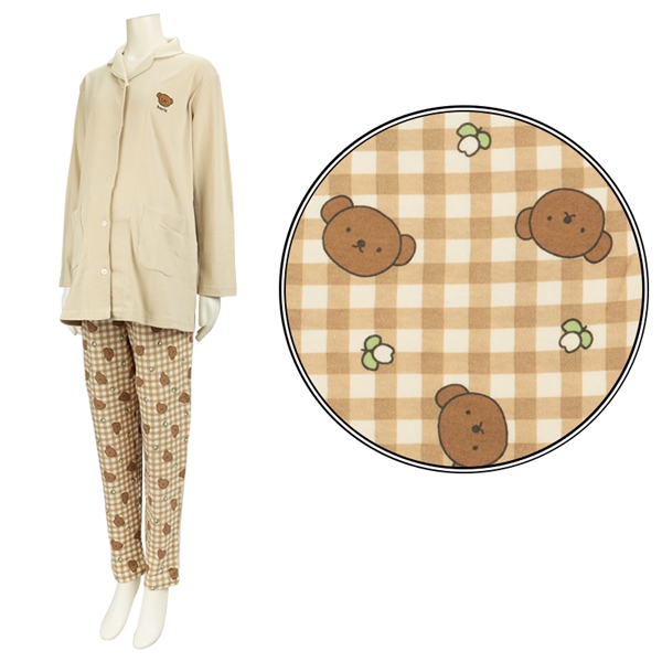 [授乳仕様]長袖パジャマ　ボリス　ベージュ ベージュ M~L