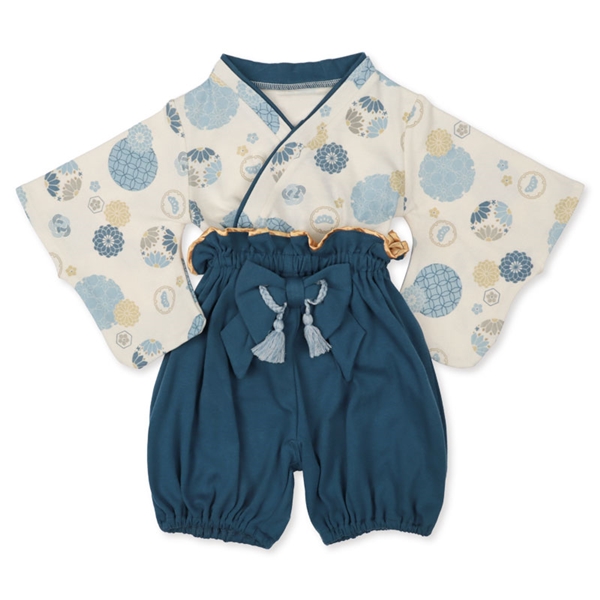 [ベビー]タッセル付き袴セットアップオール ブルー ブルー 70cm