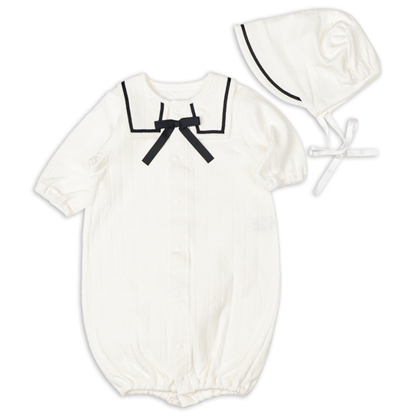 セレモニードレスオール　２点セット　セーラー オフホワイト 50~60cm