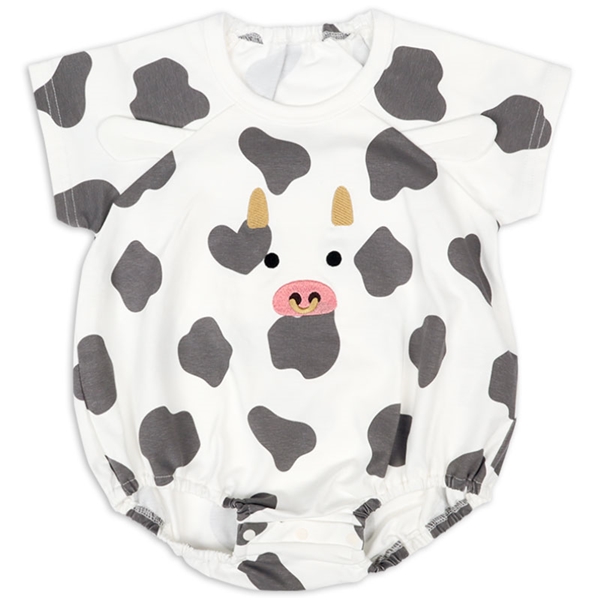 半袖　アウターロンパース　なりきりアニマル　うし オフホワイト 70cm