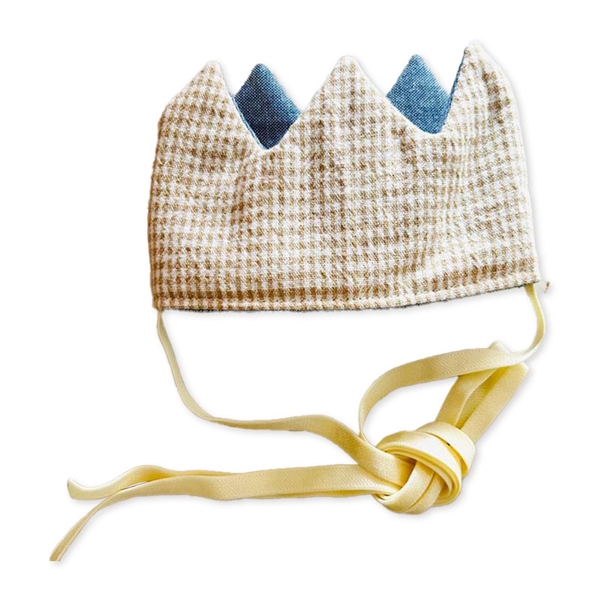 デニムとチェックのリバーシブルクラウン