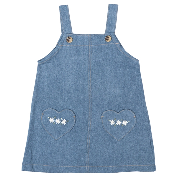 [キッズ]ジャンパースカート ポケット刺しゅう　ネイビー ネイビー 100cm