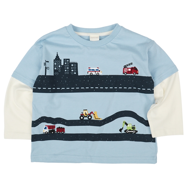 [キッズ]長袖Ｔシャツ　レイヤード風　サックス サックス 100cm