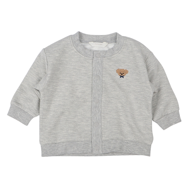 [ベビー]長袖カーディガン　ワンポイント　グレー グレー 80cm