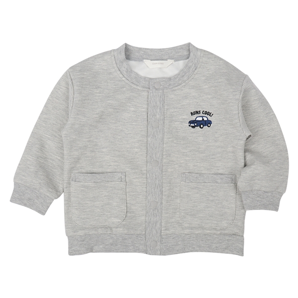 [キッズ]長袖カーディガン　ワンポイント　グレー グレー 100cm