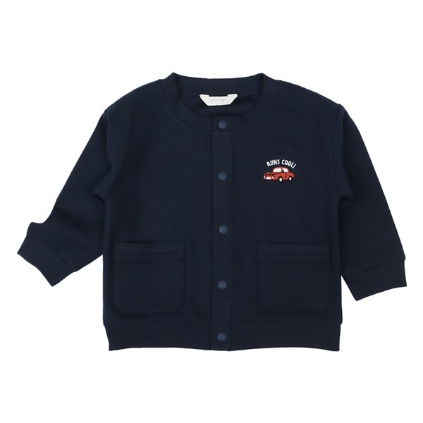 [キッズ]長袖カーディガン　ワンポイント　ネイビー ネイビー 100cm